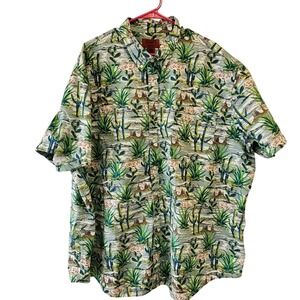 The Foundry Supply Shirt  Mens 3XL Desert Cactus Agave Print Cotton Button Down
